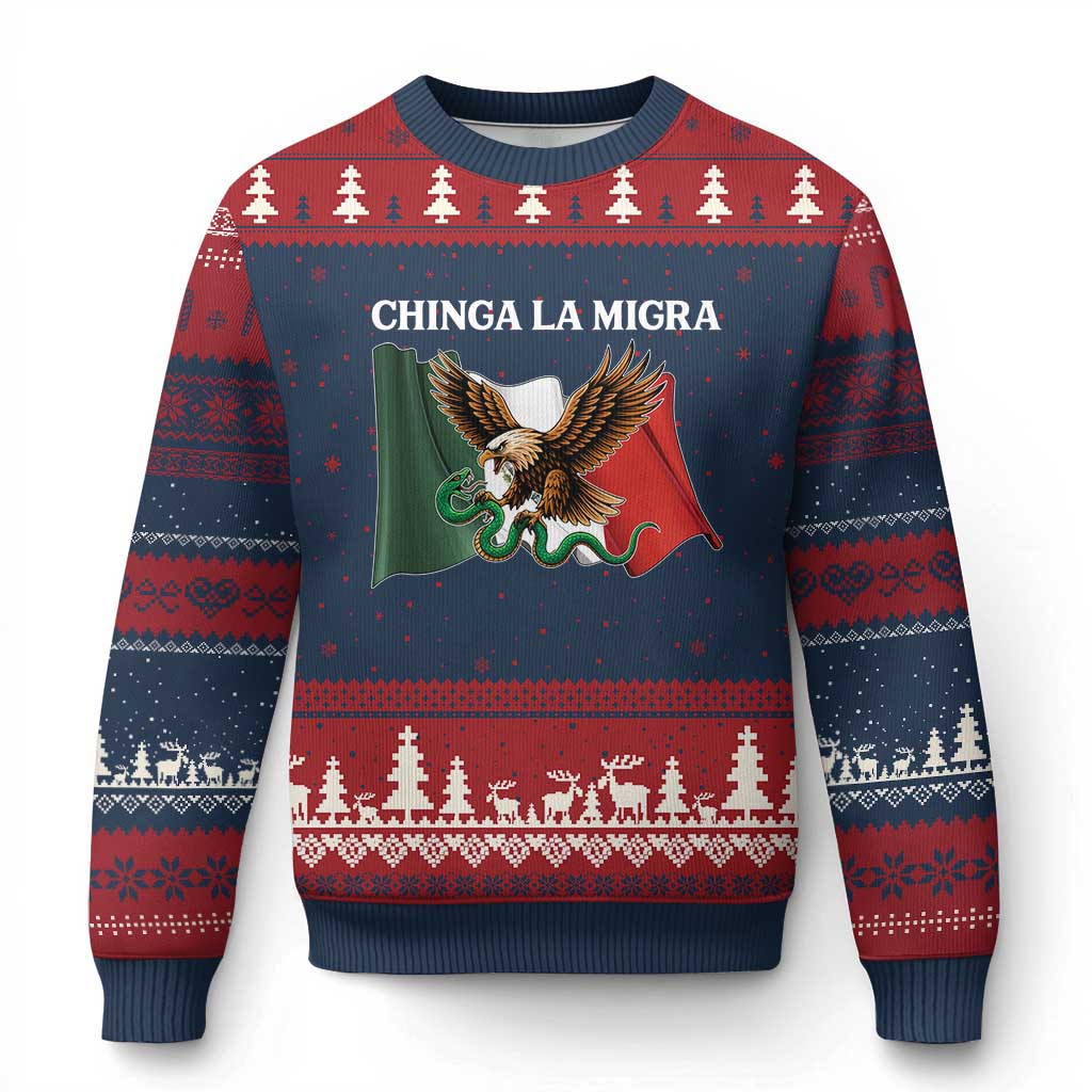 Chinga La Migra Ugly Christmas Sweater Immigration Rights Anti Fascism Protest - Wonder Print Shop