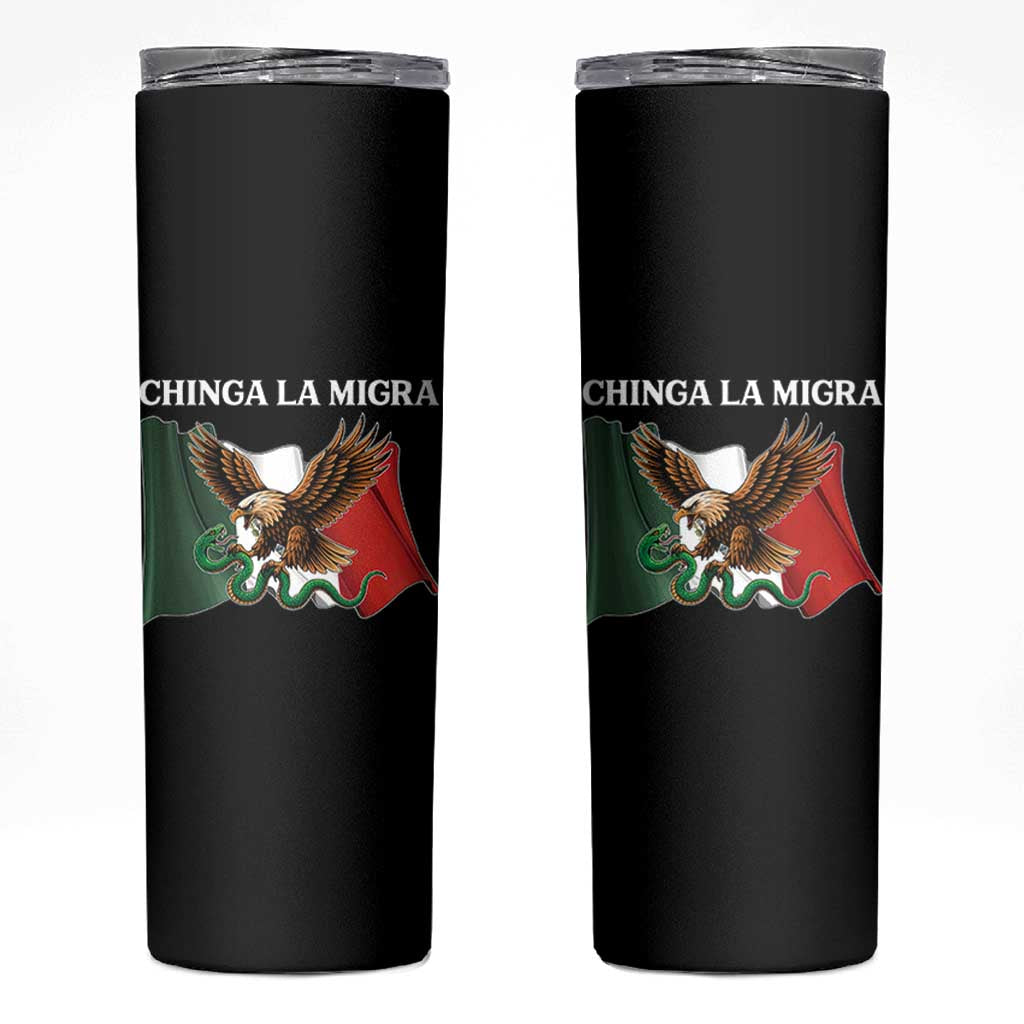 Immigration Rights Protest Skinny Tumbler Chinga La Migra Anti Fascism - Wonder Print Shop