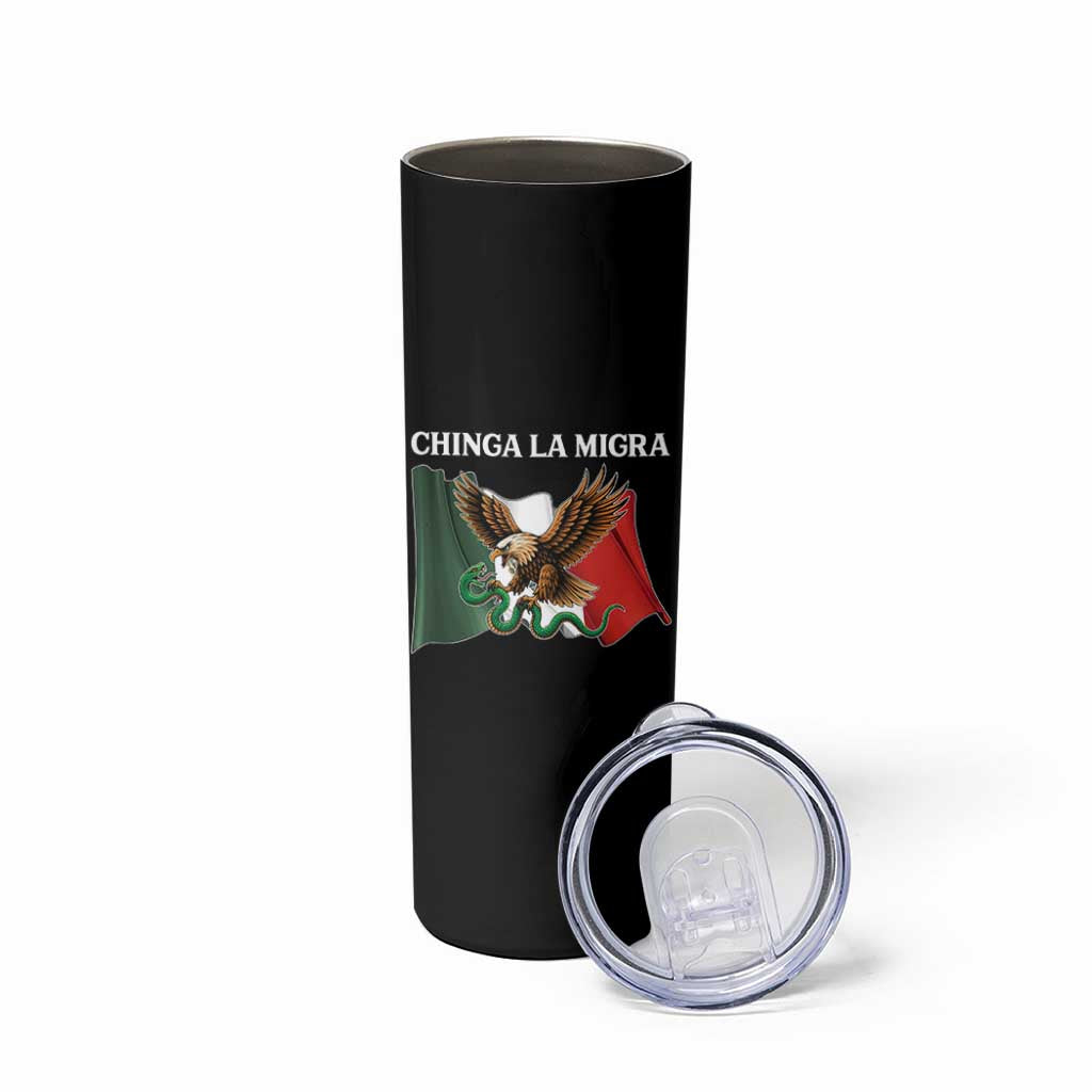 Immigration Rights Protest Skinny Tumbler Chinga La Migra Anti Fascism - Wonder Print Shop
