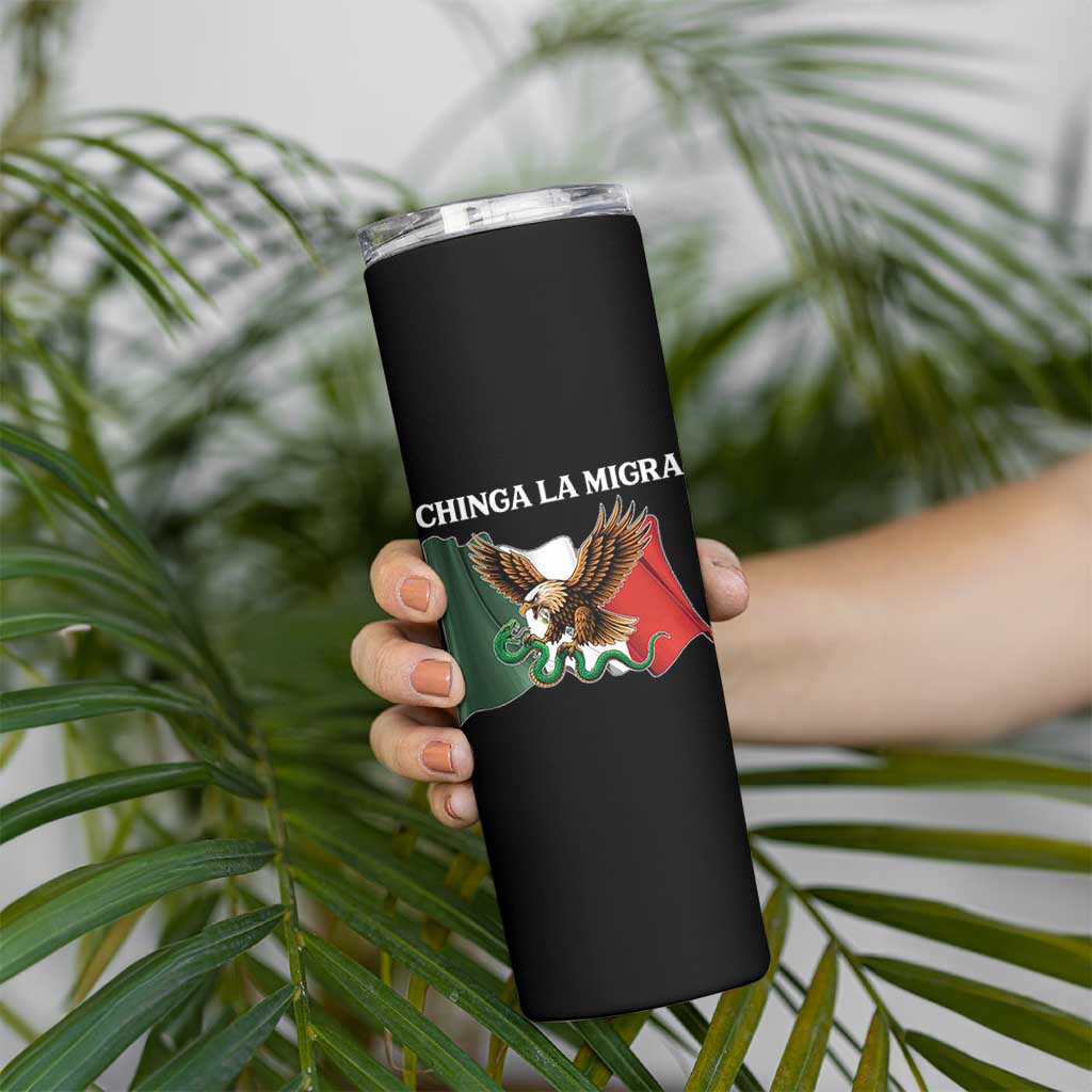 Immigration Rights Protest Skinny Tumbler Chinga La Migra Anti Fascism - Wonder Print Shop