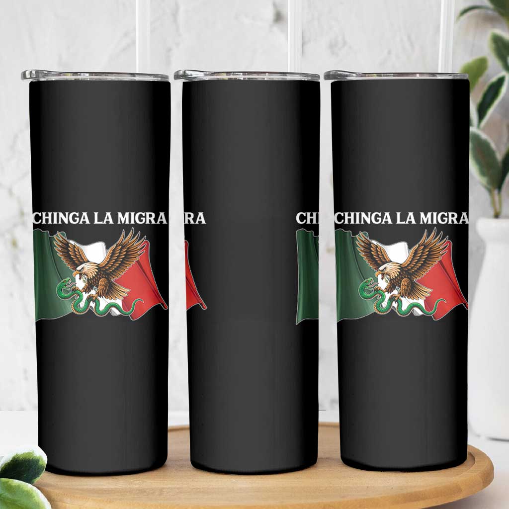 Immigration Rights Protest Skinny Tumbler Chinga La Migra Anti Fascism - Wonder Print Shop