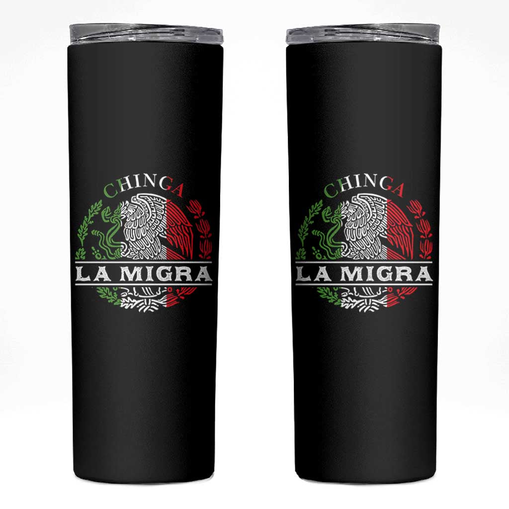 Chinga La Migra Skinny Tumbler Immigration Rights Anti Fascism Protest - Wonder Print Shop