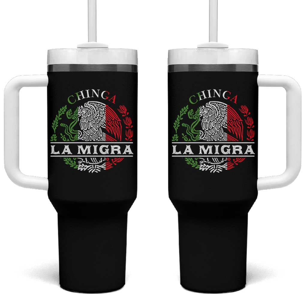 Chinga La Migra Tumbler With Handle Immigration Rights Anti Fascism Protest - Wonder Print Shop