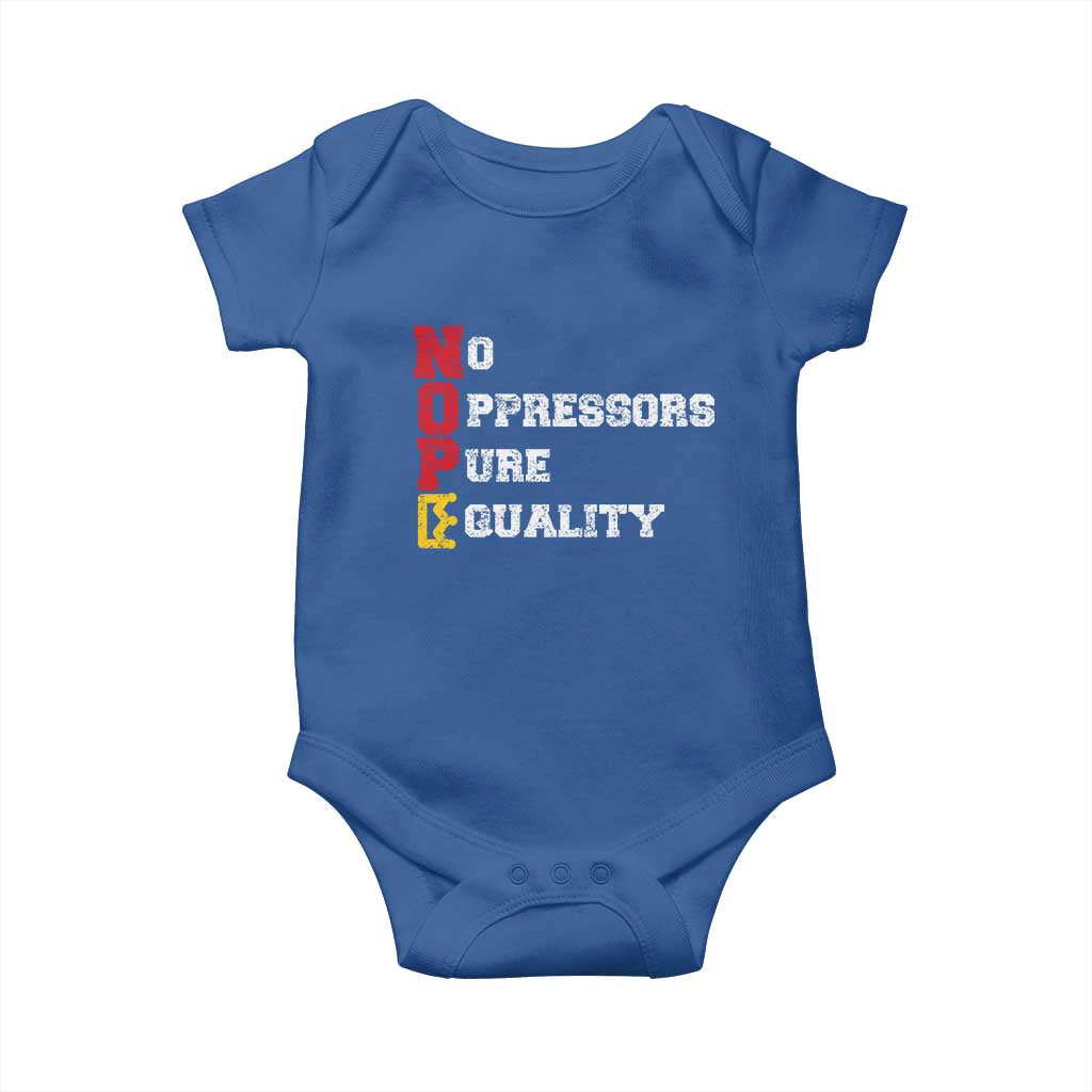 No Kings Baby Onesie No Oppressors Pure Equality - Wonder Print Shop