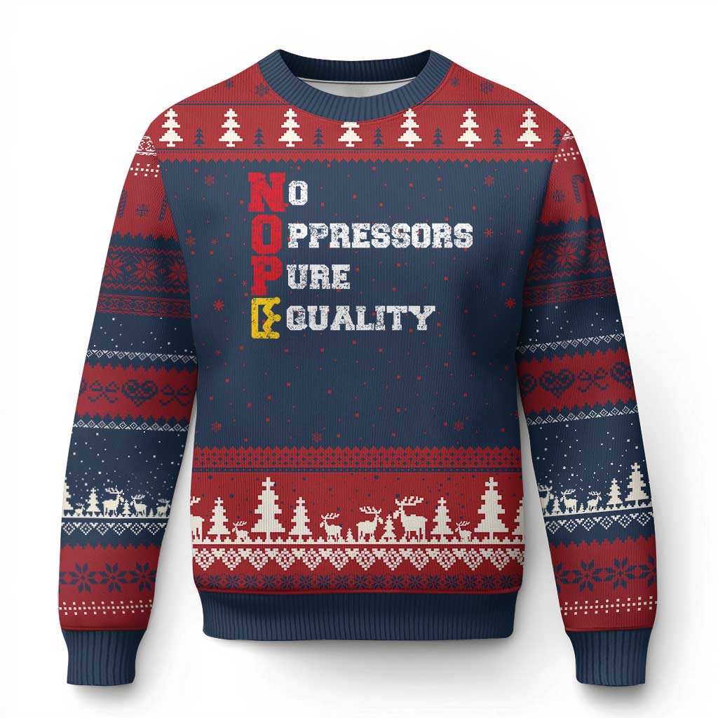 No Kings Ugly Christmas Sweater No Oppressors Pure Equality - Wonder Print Shop