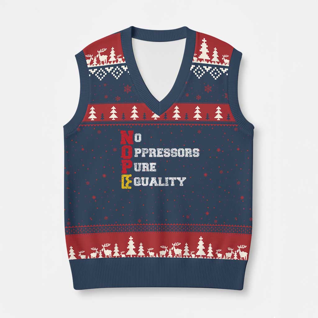 No Kings V-Neck Knit Sweater Vest No Oppressors Pure Equality - Wonder Print Shop