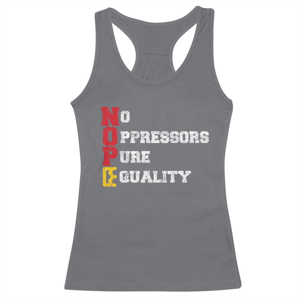 No Kings Racerback Tank Top No Oppressors Pure Equality - Wonder Print Shop