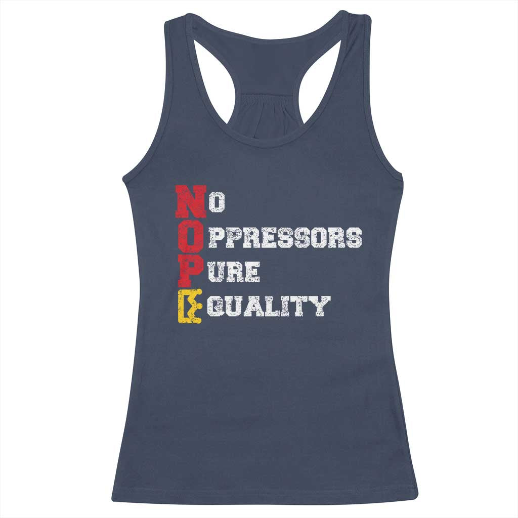 No Kings Racerback Tank Top No Oppressors Pure Equality - Wonder Print Shop