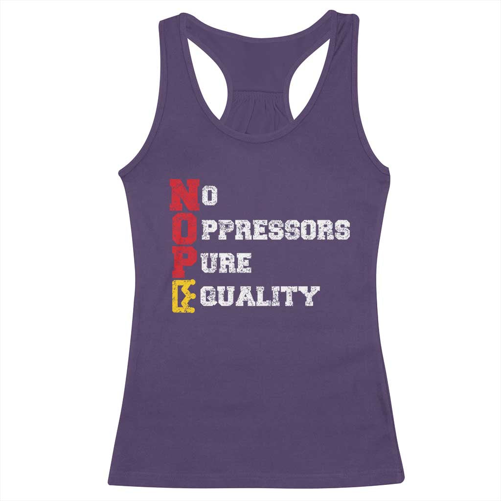 No Kings Racerback Tank Top No Oppressors Pure Equality - Wonder Print Shop