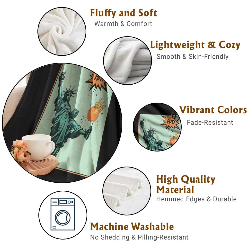 No Kings Throw Blanket Statue of Liberty Political Protest - Wonder Print Shop