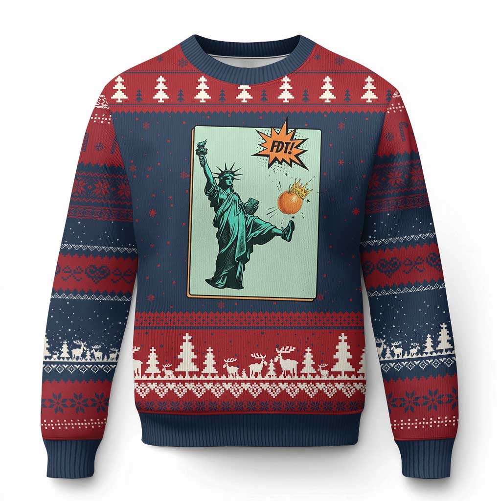 No Kings Ugly Christmas Sweater Statue of Liberty Political Protest - Wonder Print Shop