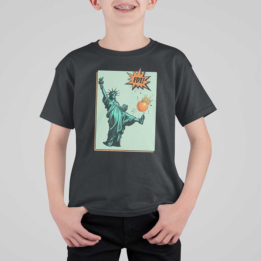 No Kings T Shirt For Kid Statue of Liberty Political Protest - Wonder Print Shop