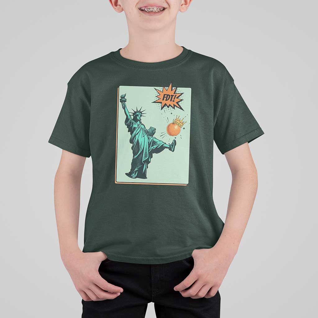 No Kings T Shirt For Kid Statue of Liberty Political Protest - Wonder Print Shop