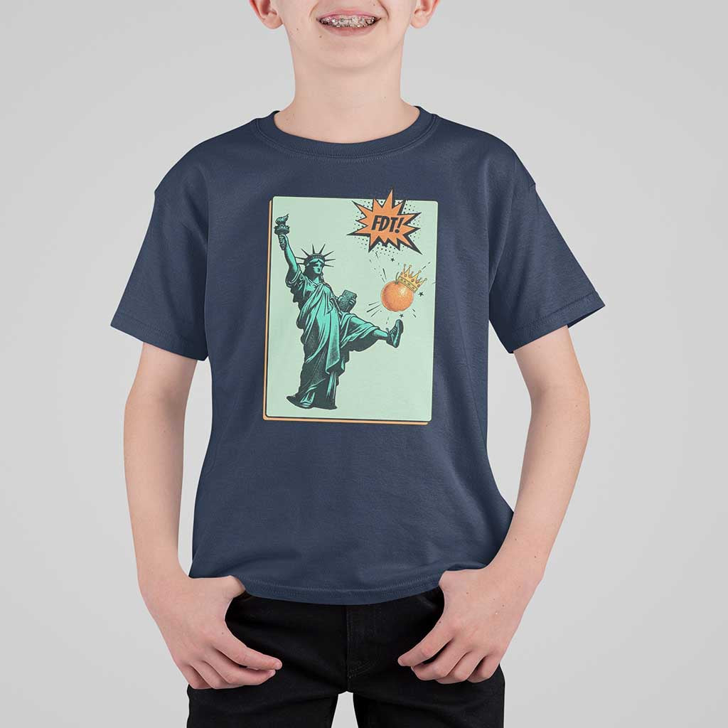 No Kings T Shirt For Kid Statue of Liberty Political Protest - Wonder Print Shop