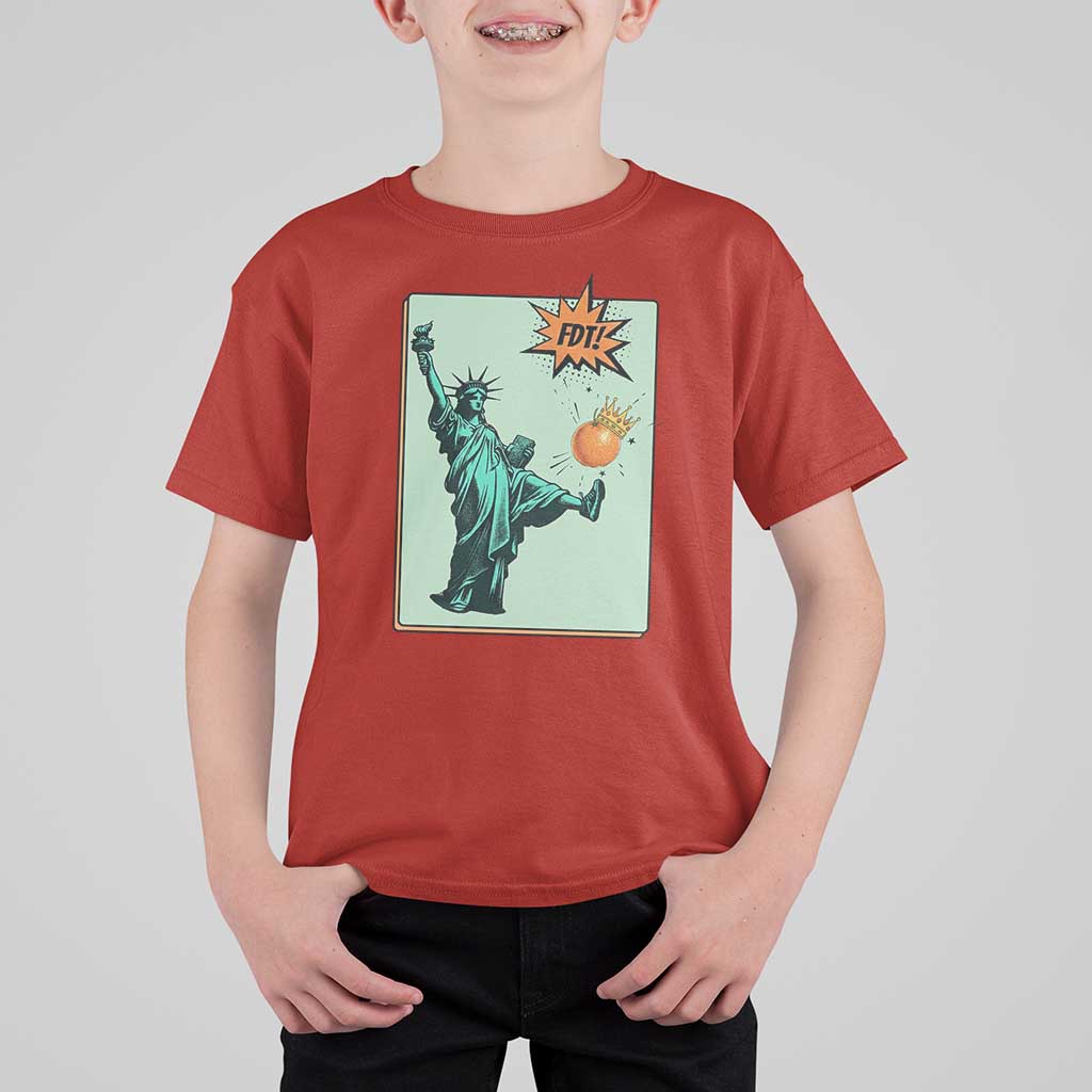 No Kings T Shirt For Kid Statue of Liberty Political Protest - Wonder Print Shop