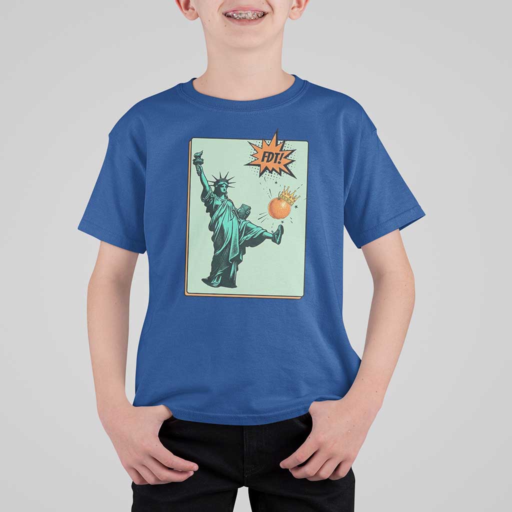 No Kings T Shirt For Kid Statue of Liberty Political Protest - Wonder Print Shop