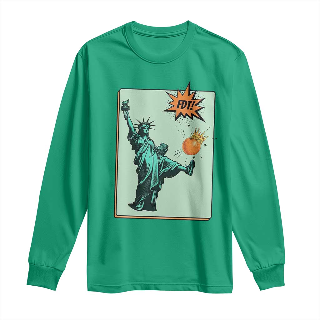 No Kings Long Sleeve Shirt Statue of Liberty Political Protest - Wonder Print Shop