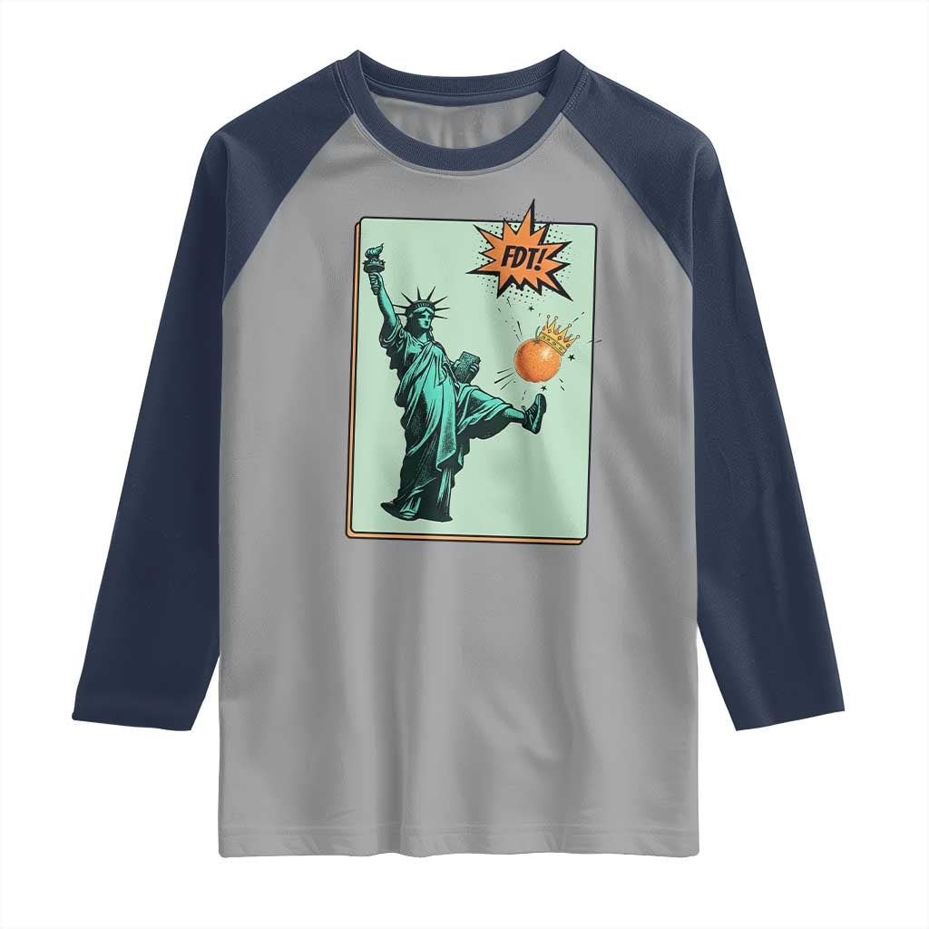 No Kings Raglan Shirt Statue of Liberty Political Protest - Wonder Print Shop