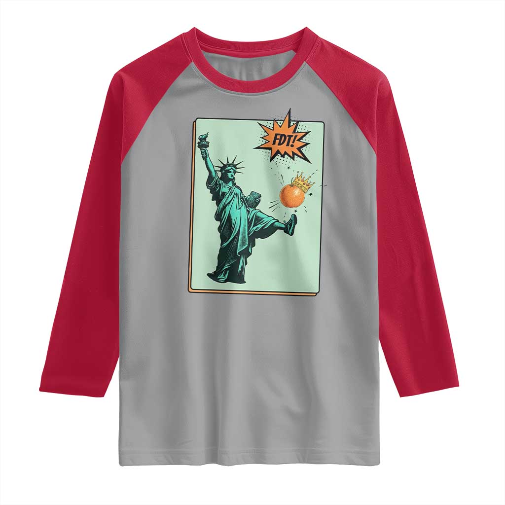 No Kings Raglan Shirt Statue of Liberty Political Protest - Wonder Print Shop