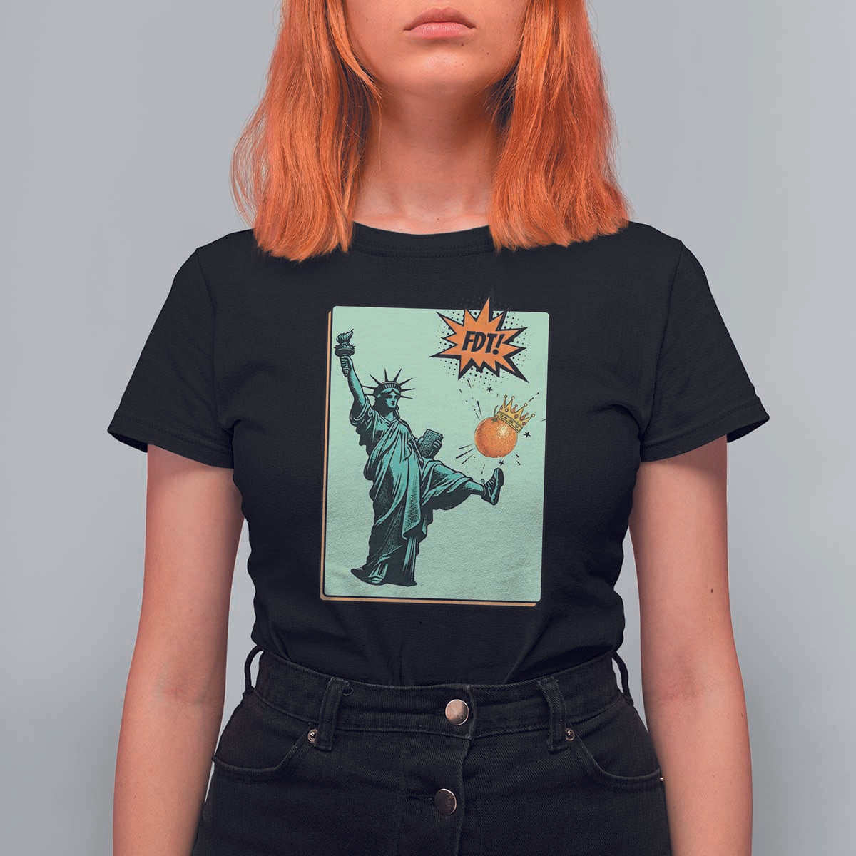 No Kings T Shirt For Women Statue of Liberty Political Protest - Wonder Print Shop