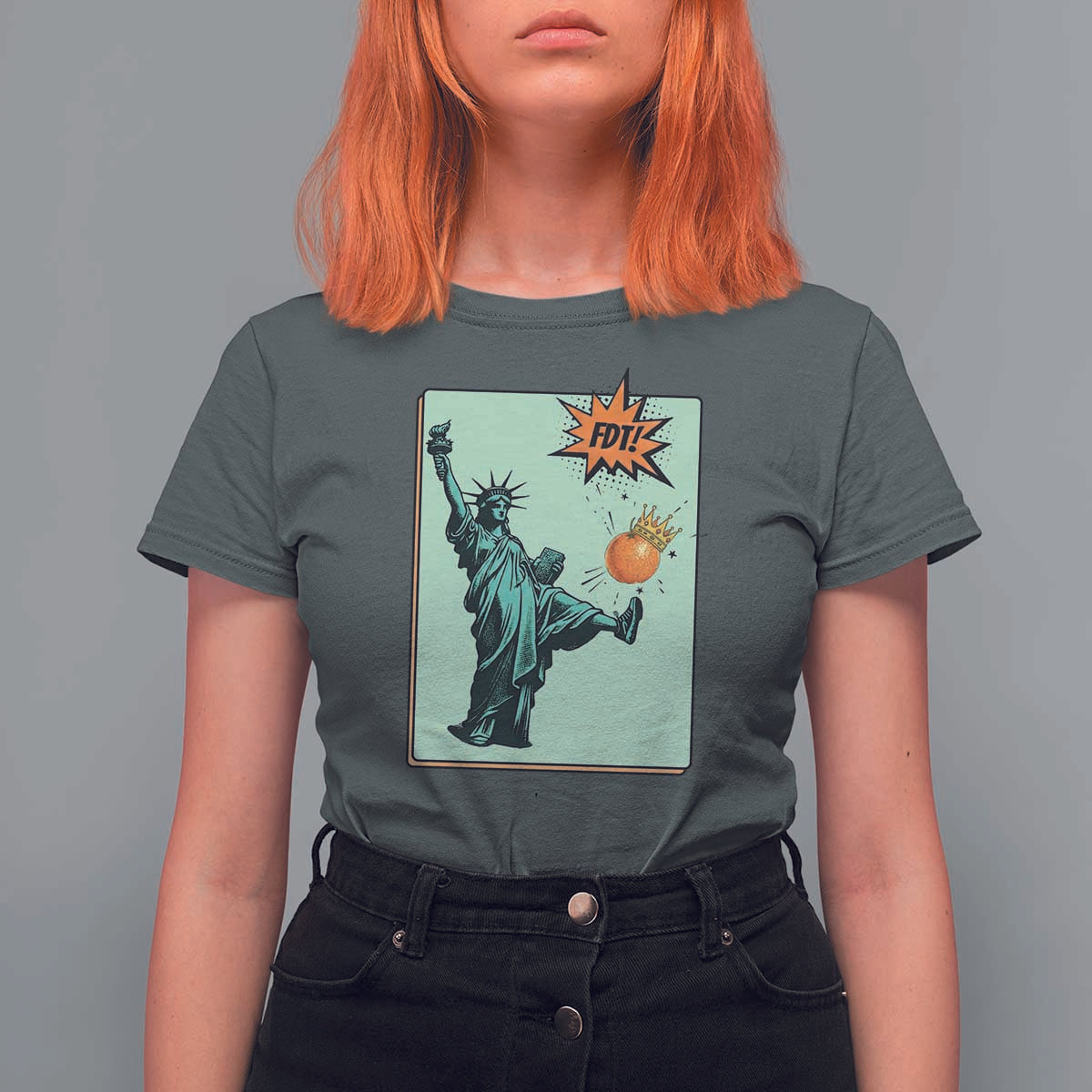 No Kings T Shirt For Women Statue of Liberty Political Protest - Wonder Print Shop