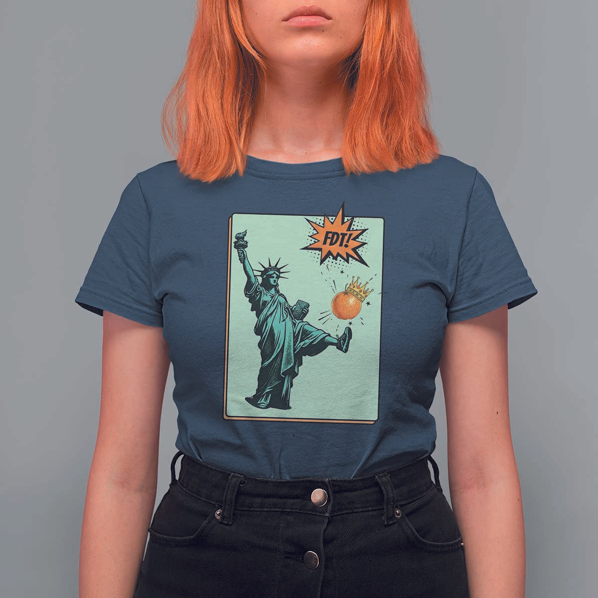 No Kings T Shirt For Women Statue of Liberty Political Protest - Wonder Print Shop