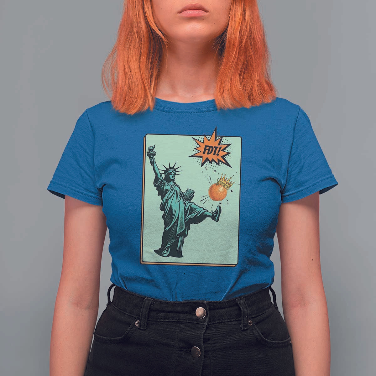 No Kings T Shirt For Women Statue of Liberty Political Protest - Wonder Print Shop