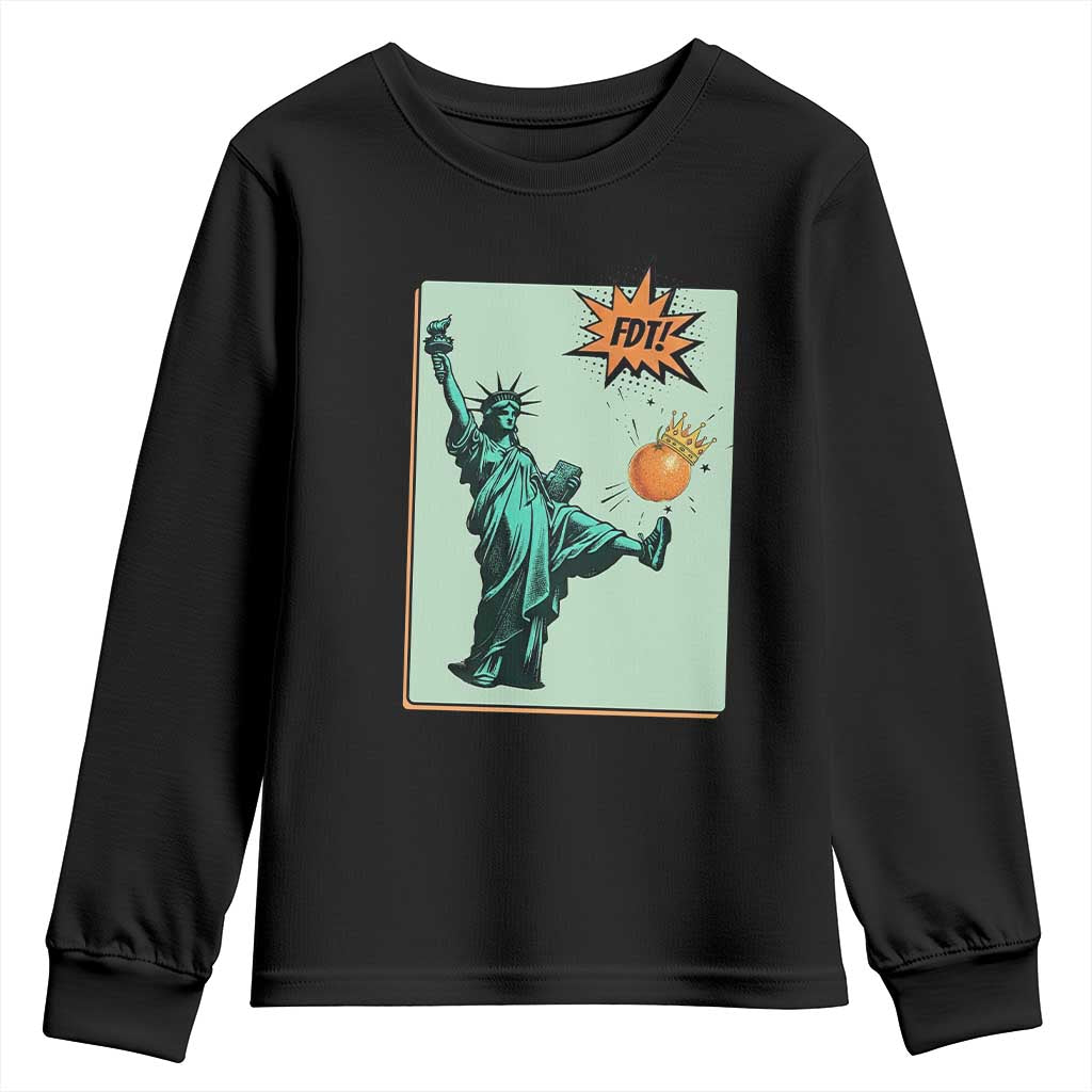 No Kings Youth Sweatshirt Statue of Liberty Political Protest - Wonder Print Shop