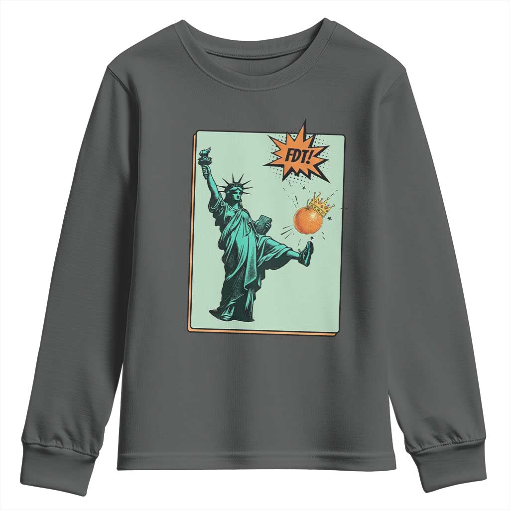 No Kings Youth Sweatshirt Statue of Liberty Political Protest - Wonder Print Shop