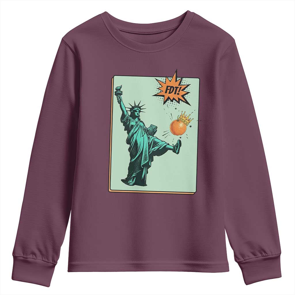 No Kings Youth Sweatshirt Statue of Liberty Political Protest - Wonder Print Shop