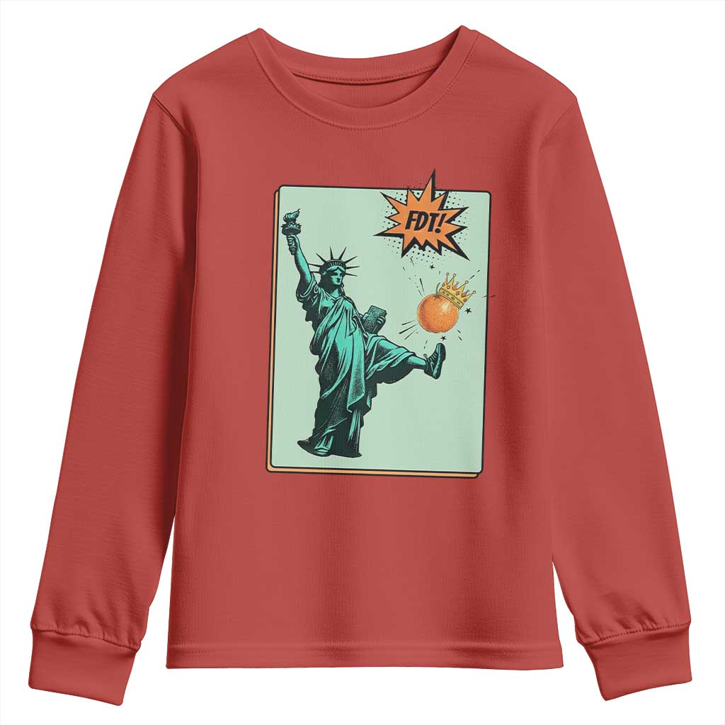 No Kings Youth Sweatshirt Statue of Liberty Political Protest - Wonder Print Shop