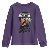 Angela Davis Inspirational Quote Youth Sweatshirt I Am No Longer Accepting The Things I Cannot Change - Wonder Print Shop