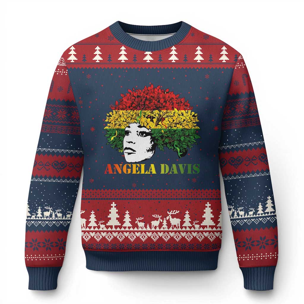 Angela Davis Ugly Christmas Sweater Black History Month - Wonder Print Shop