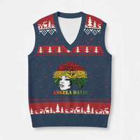 Angela Davis V-Neck Knit Sweater Vest Black History Month - Wonder Print Shop