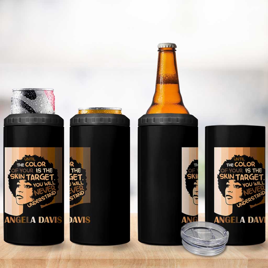 Angela Davis Inspirational Quote 4 in 1 Can Cooler Tumbler Black Pride Melanin - Wonder Print Shop