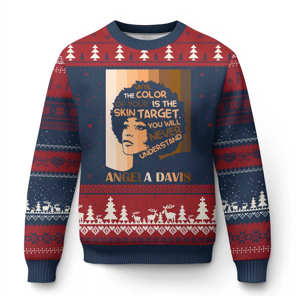 Angela Davis Inspirational Quote Ugly Christmas Sweater Black Pride Melanin - Wonder Print Shop