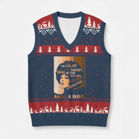 Angela Davis Inspirational Quote V-Neck Knit Sweater Vest Black Pride Melanin - Wonder Print Shop