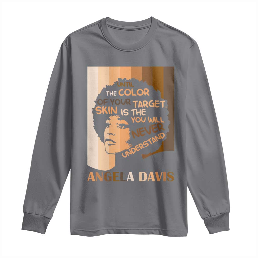Angela Davis Inspirational Quote Long Sleeve Shirt Black Pride Melanin - Wonder Print Shop
