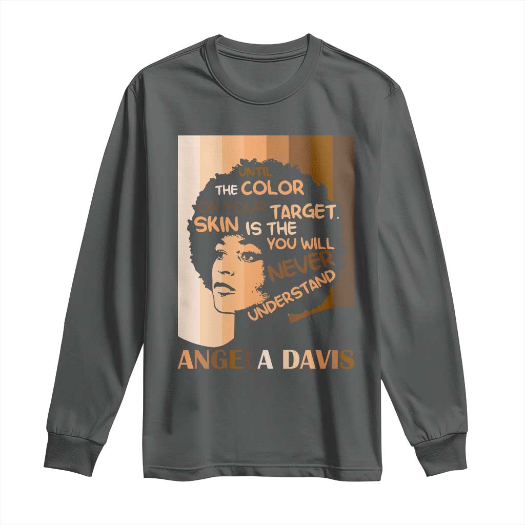Angela Davis Inspirational Quote Long Sleeve Shirt Black Pride Melanin - Wonder Print Shop