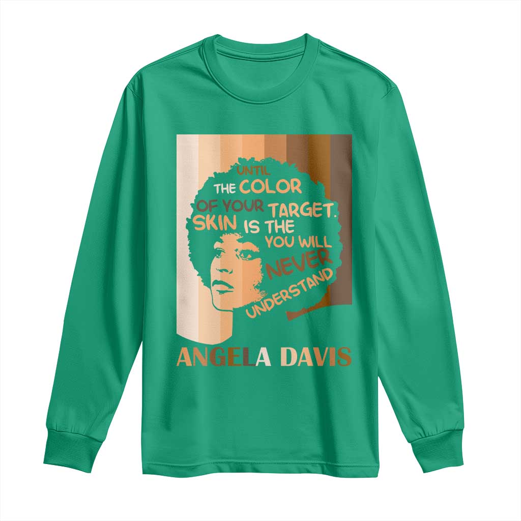 Angela Davis Inspirational Quote Long Sleeve Shirt Black Pride Melanin - Wonder Print Shop