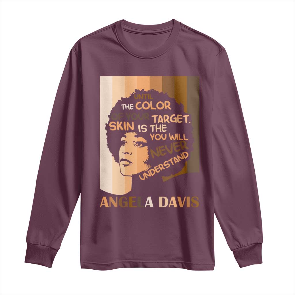 Angela Davis Inspirational Quote Long Sleeve Shirt Black Pride Melanin - Wonder Print Shop