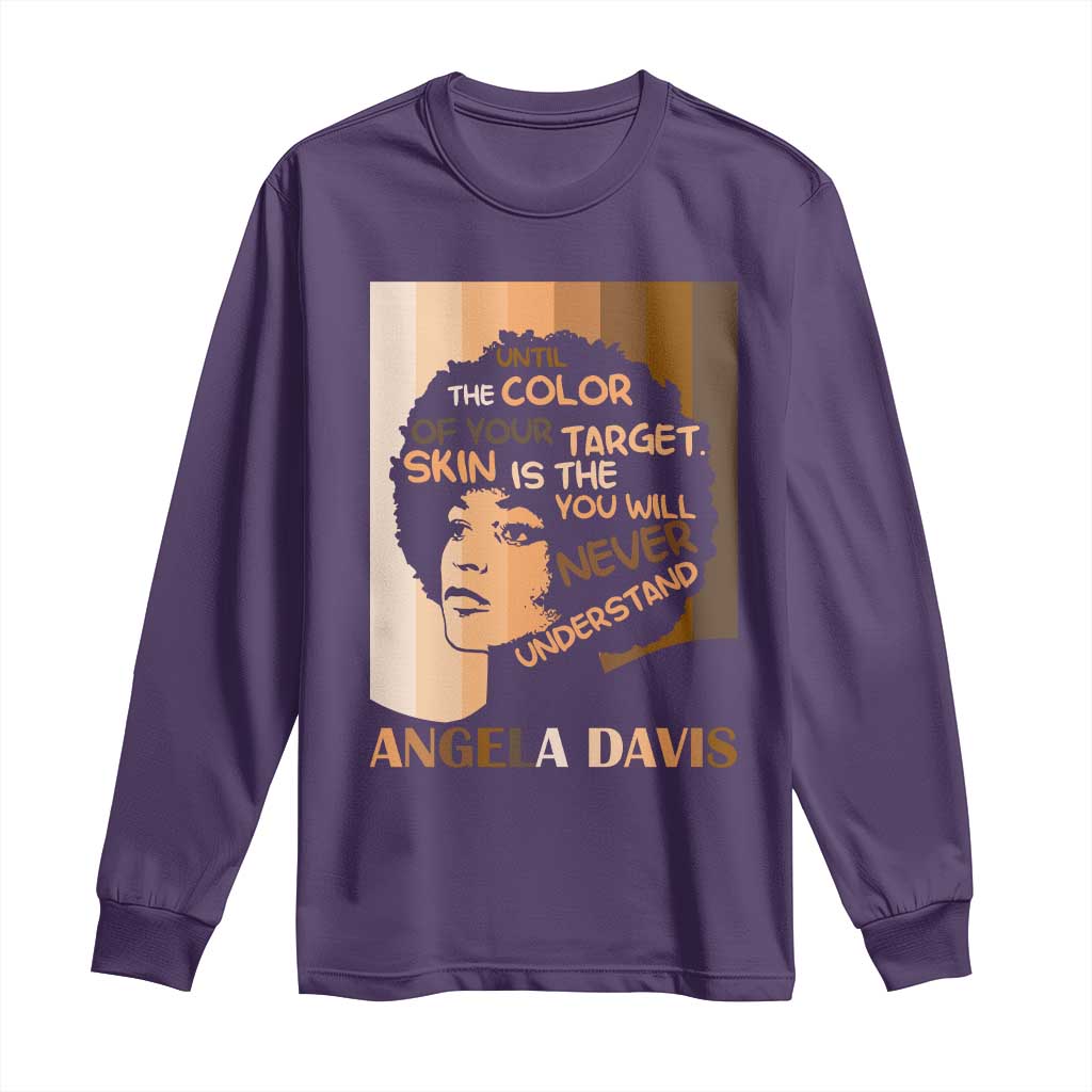 Angela Davis Inspirational Quote Long Sleeve Shirt Black Pride Melanin - Wonder Print Shop