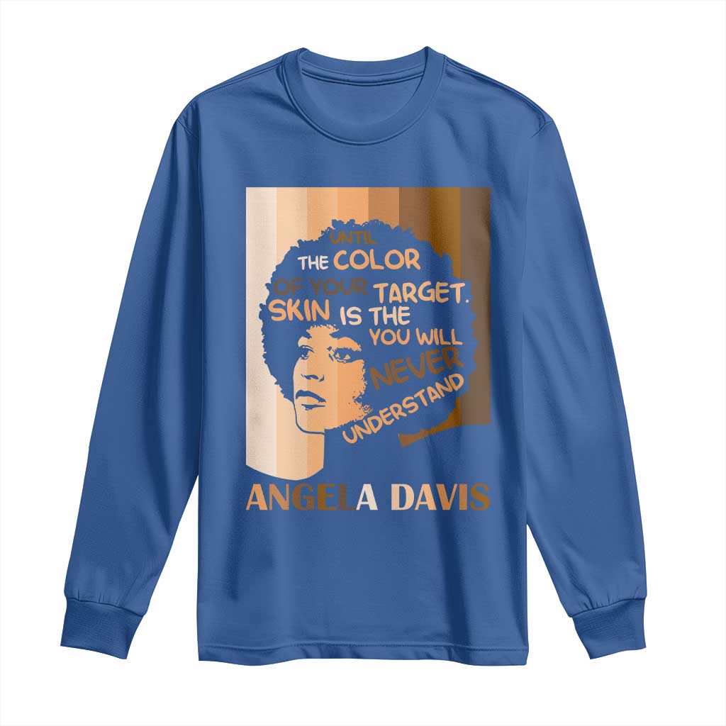 Angela Davis Inspirational Quote Long Sleeve Shirt Black Pride Melanin - Wonder Print Shop