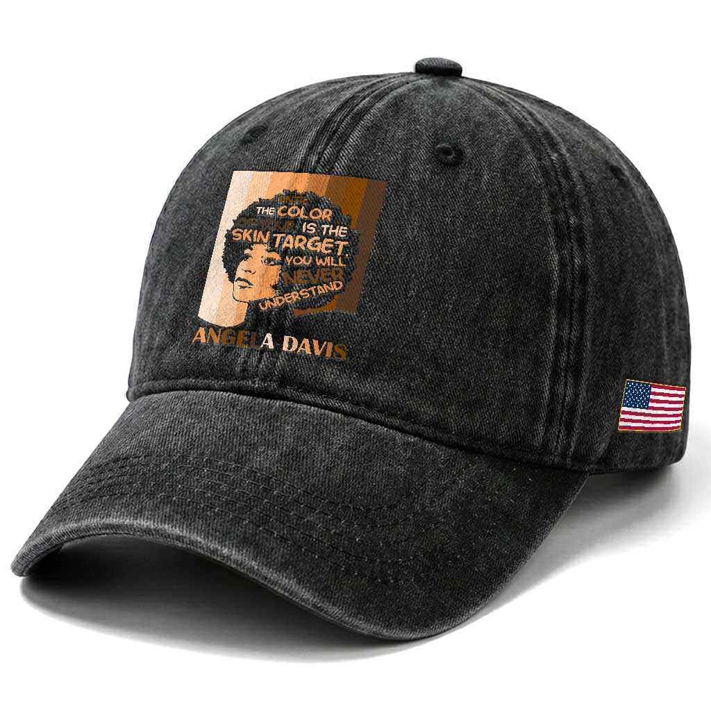 Angela Davis Inspirational Quote Washed Cotton Baseball Cap Black Pride Melanin