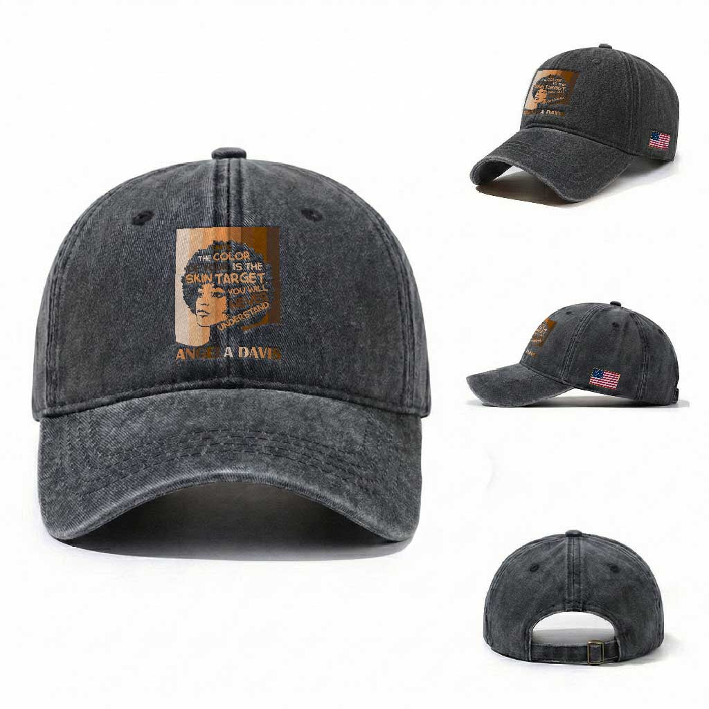 Angela Davis Inspirational Quote Washed Cotton Baseball Cap Black Pride Melanin
