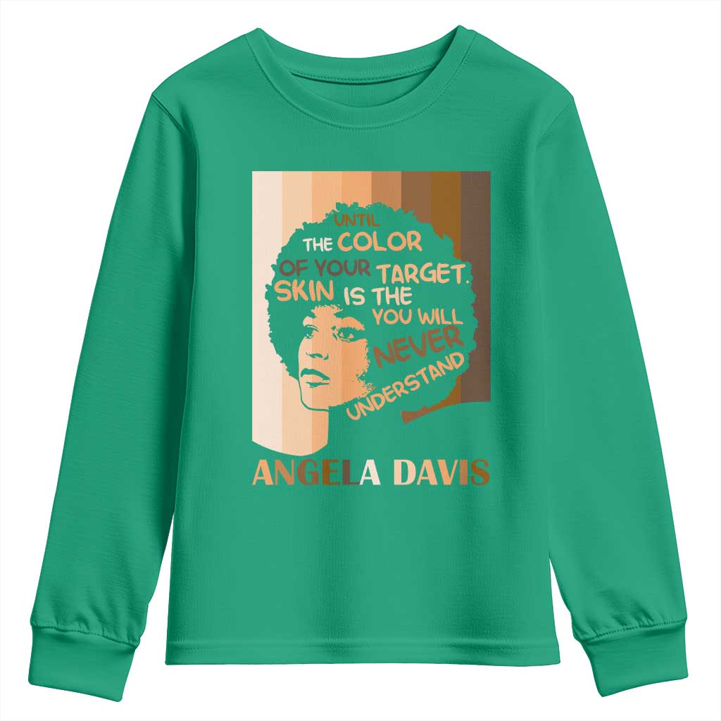 Angela Davis Inspirational Quote Youth Sweatshirt Black Pride Melanin - Wonder Print Shop