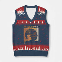 Angela Davis Quote V-Neck Knit Sweater Vest I Am No Longer Accepting The Things I Cannot Change - Wonder Print Shop