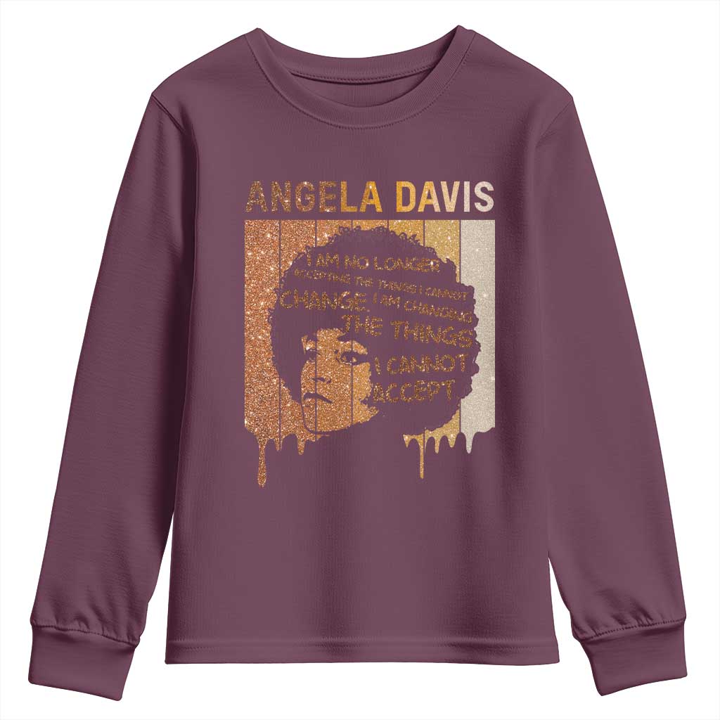 Angela Davis Quote Youth Sweatshirt I Am No Longer Accepting The Things I Cannot Change - Wonder Print Shop