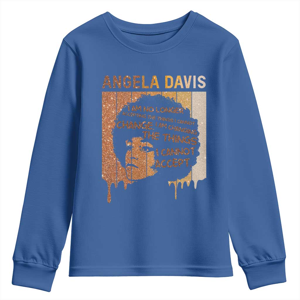 Angela Davis Quote Youth Sweatshirt I Am No Longer Accepting The Things I Cannot Change - Wonder Print Shop