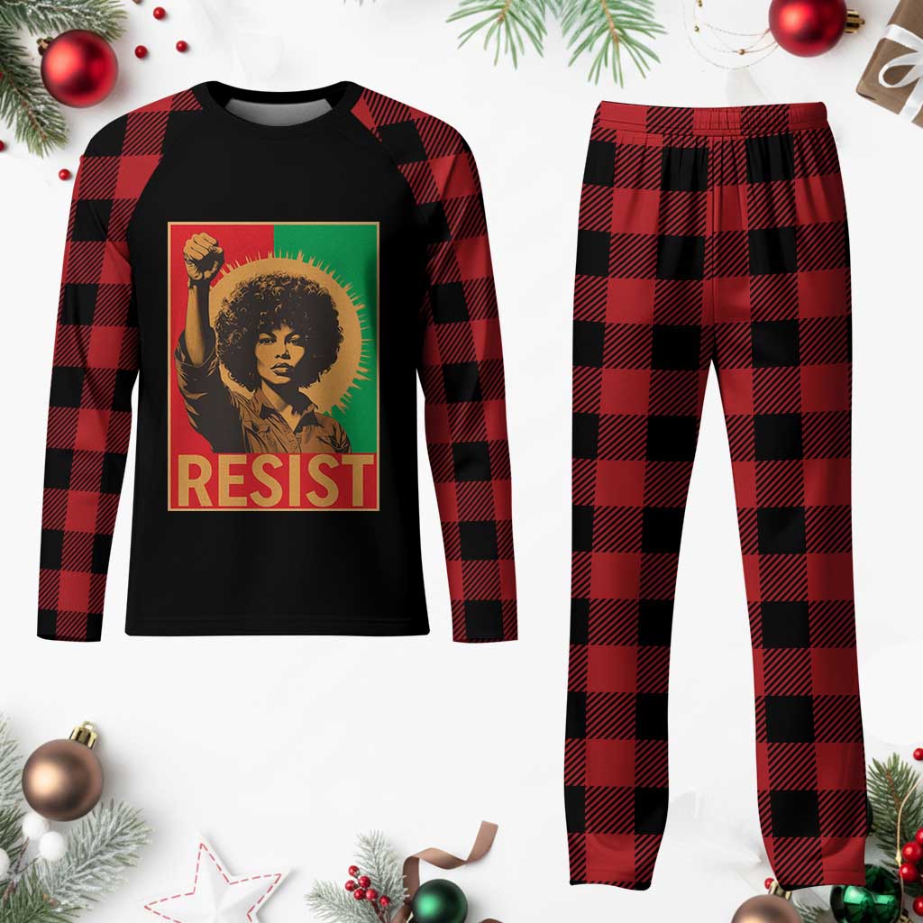Angela Davis Plaid Pajama Set Political Protest Resist Civil Rights Freedom - Wonder Print Shop